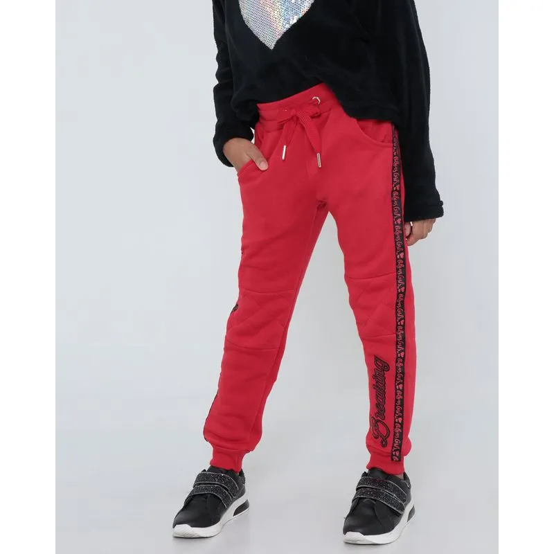 Calça Infantil De Moletom Paetês Vermelha 10