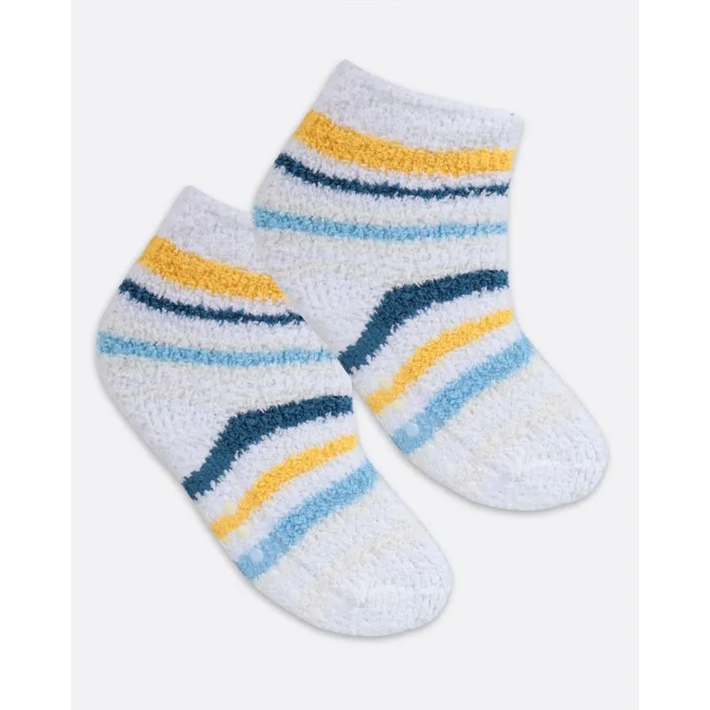 Meia Infantil Chenille Listrada Branca 30 A 33