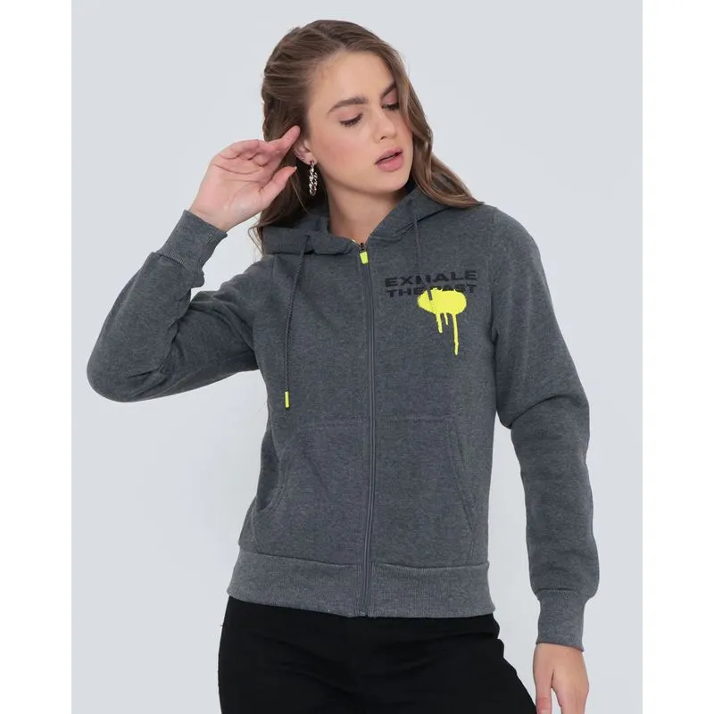 Casaco Moletom Feminino Estampa Neon Cinza Claro GG