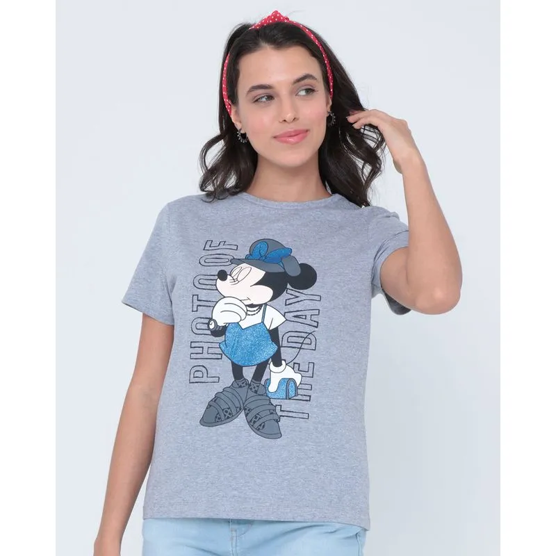Blusa Estampa Frontal Minnie Disney Cinza GG
