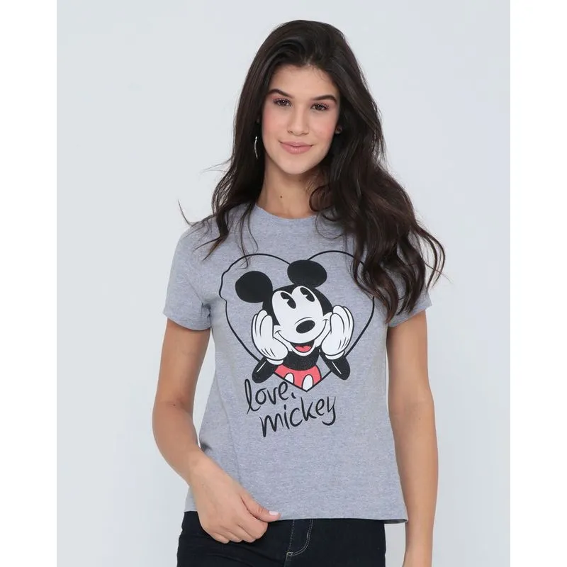 Blusa Mickey Mouse Disney Mescla Cinza Claro P
