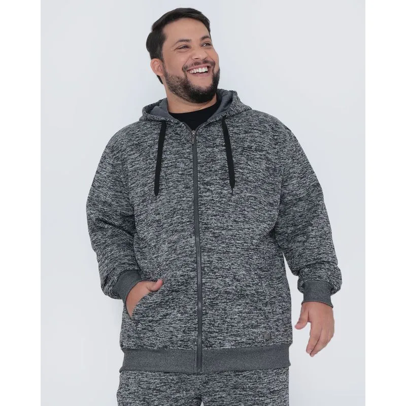 Casaco Moletom Masculino Plus Size Mescla Cinza G2