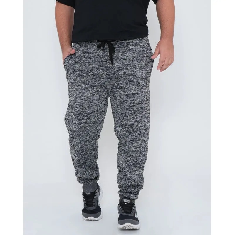 Calça De Moletom Jogger Plus Size Mescla Cinza Escuro G1