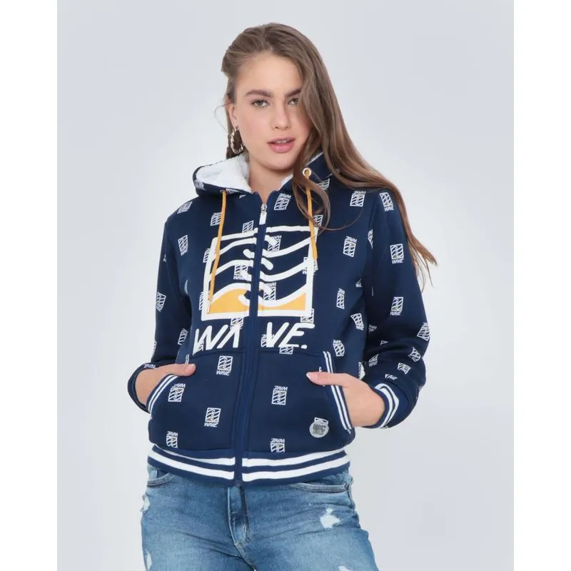 Casaco Feminino Moletom Pelúcia Azul Marinho G
