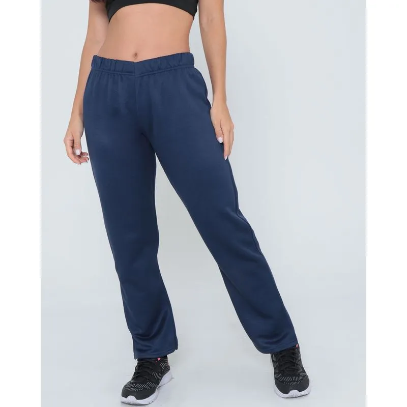 Calça Fitness Moletom Básica Azul Marinho P