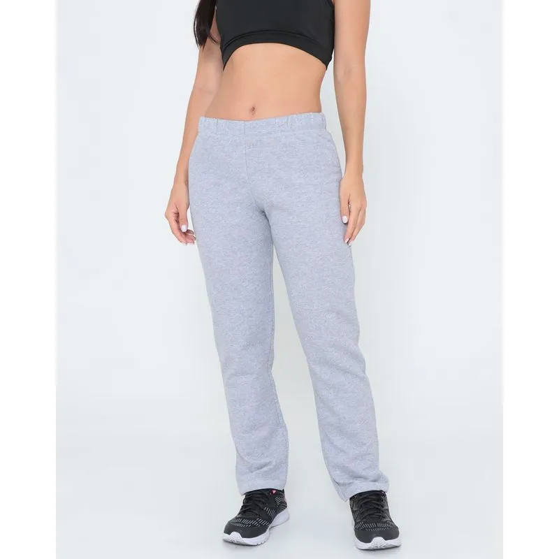 Calça Fitness Moletom Básica Cinza Claro GG
