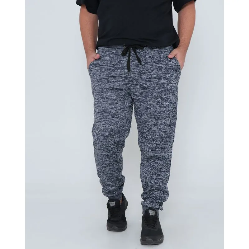 Calça de Moletom Jogger Plus Size Mescla Azul Marinho G3