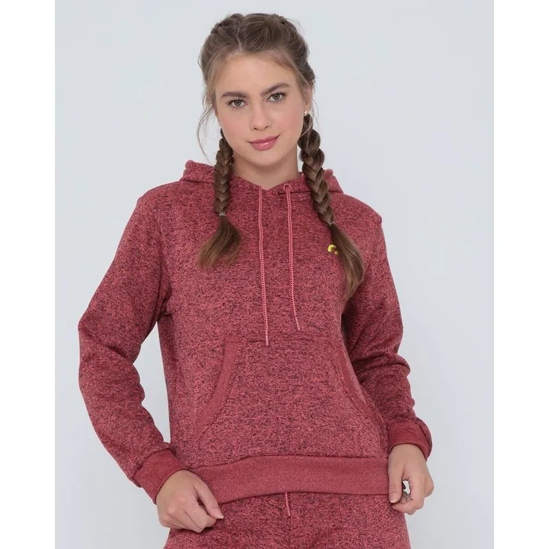 Casaco Moletom Feminino Fitness Capuz Vermelho P