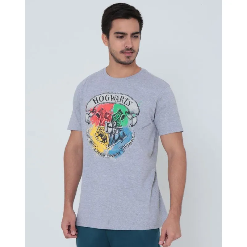 Camiseta Harry Potter Warner Mescla Cinza Claro P