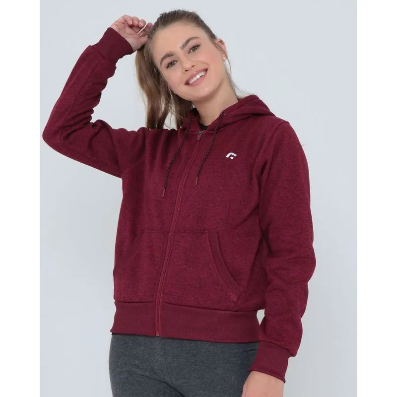 Casaco Moletom Feminino Fitness Rajado Vinho GG