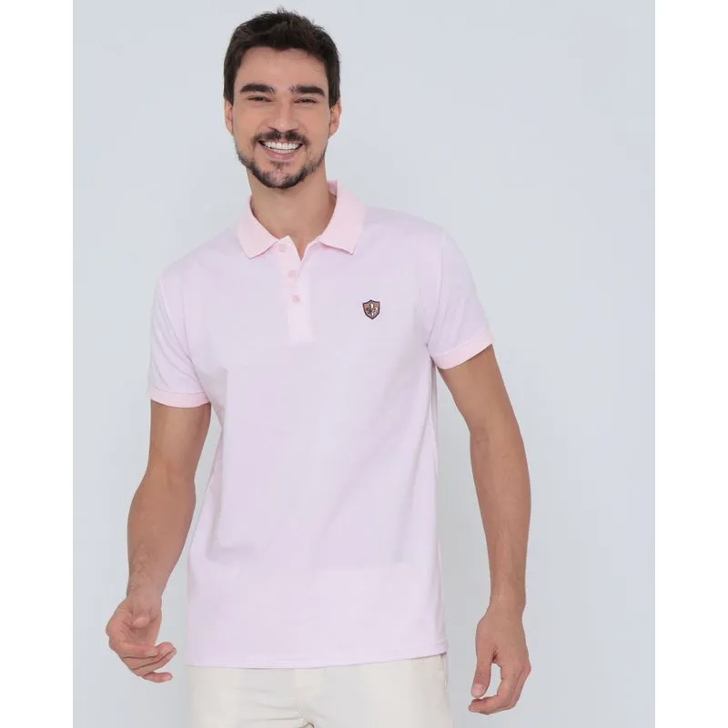 Polo Masculina Quadriculada Rosa Claro GG