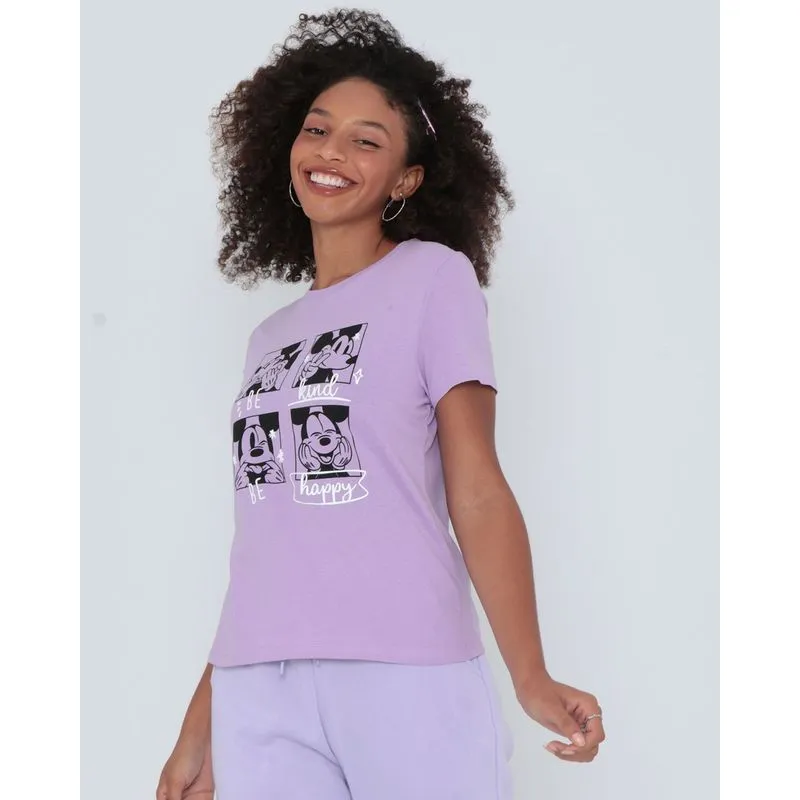 Blusa Estampa Mickey Disney Lilás M