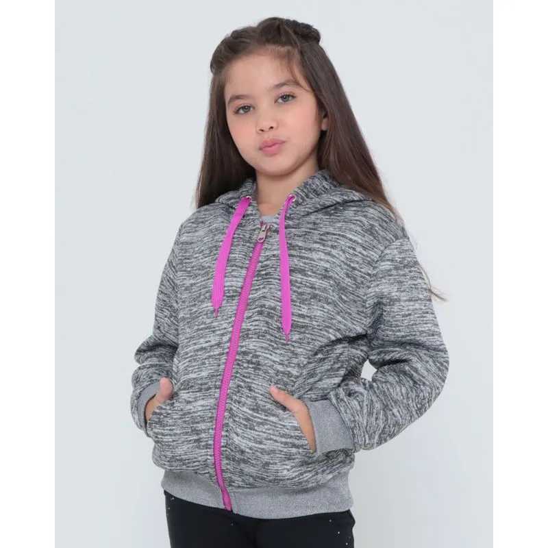 Casaco Moletom Infantil Capuz Zíper Roxo 4