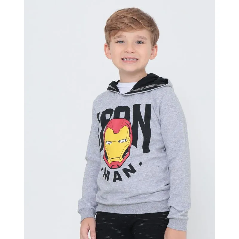 Blusão Moletom Infantil Homem de Ferro Marvel Cinza 8