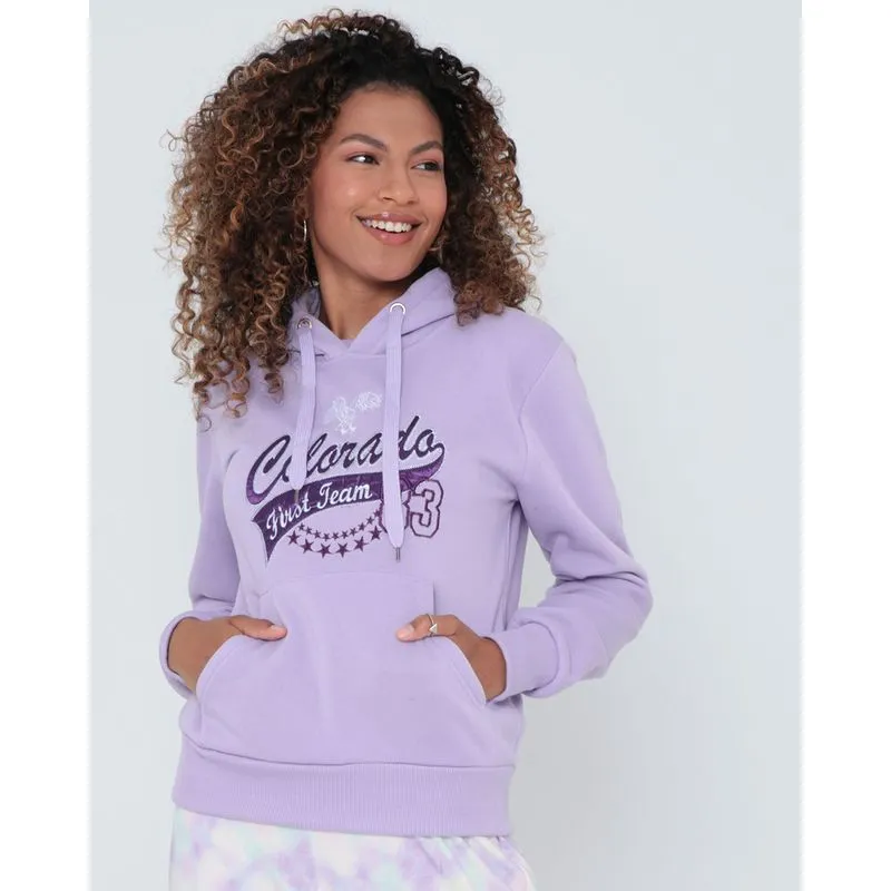 Blusão Moletom Feminino Bordado Colorado Lilás GG