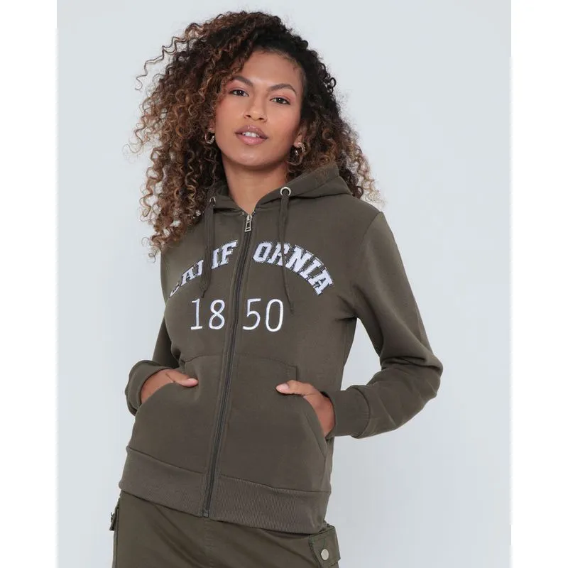Casaco Moletom Feminino Estampa Bordada Verde GG