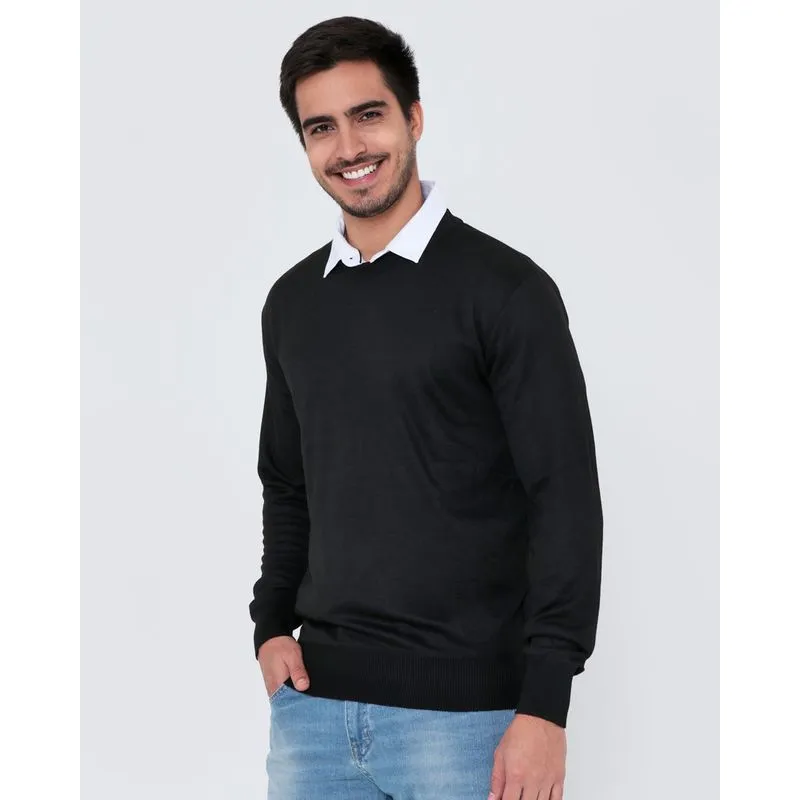 Suéter Masculino Tricô Básico Preto P