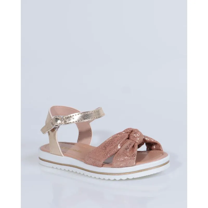 Sandália Bebê Flatform Nózinho Com Brilho Bege 25
