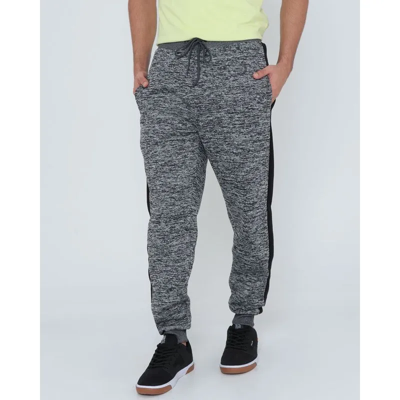 Calça Moletom Masculina Recorte Mescla Cinza Escuro G