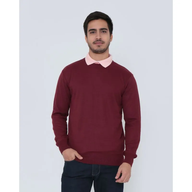 Suéter Masculino Tricô Básico Vinho P