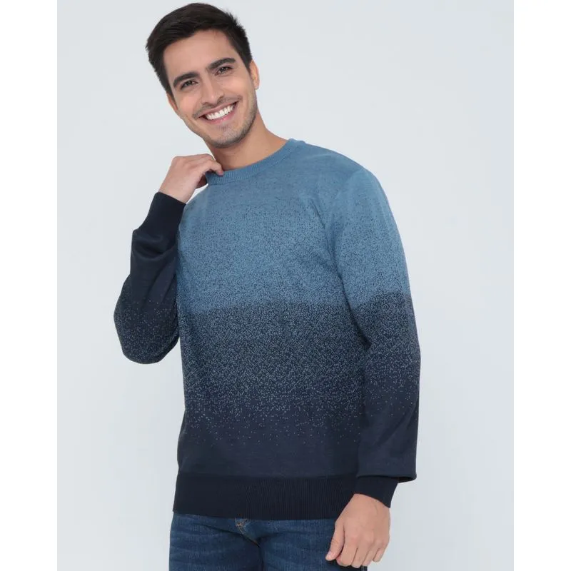 Suéter Masculino De Tricô Degradê Azul G
