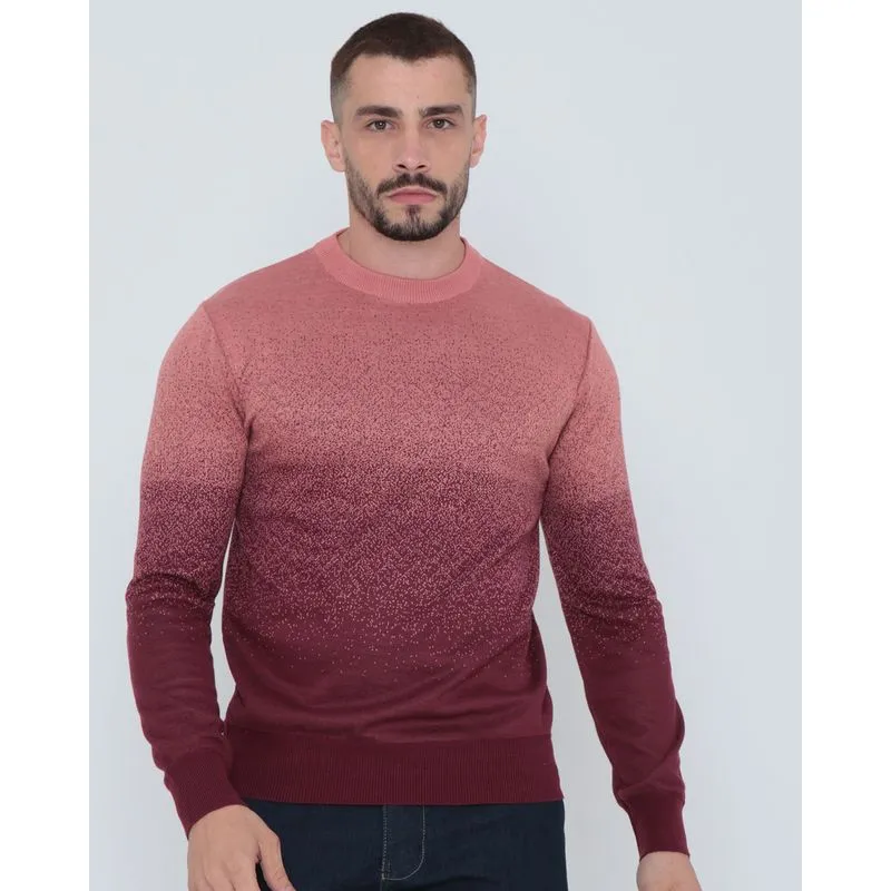 Suéter Masculino De Tricô Degradê Rosa GG