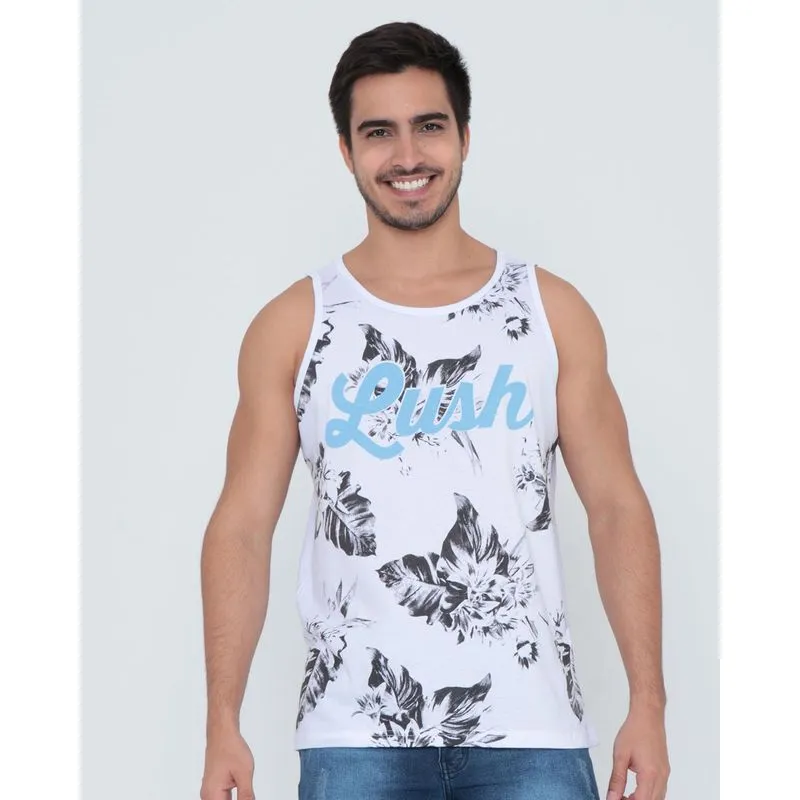 Regata Masculina Estampa Floral Branca M