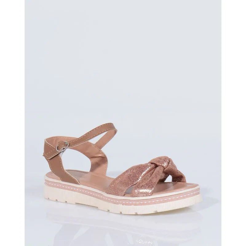 Sandália Infantil Flatform Nózinho Com Brilho Bege 29