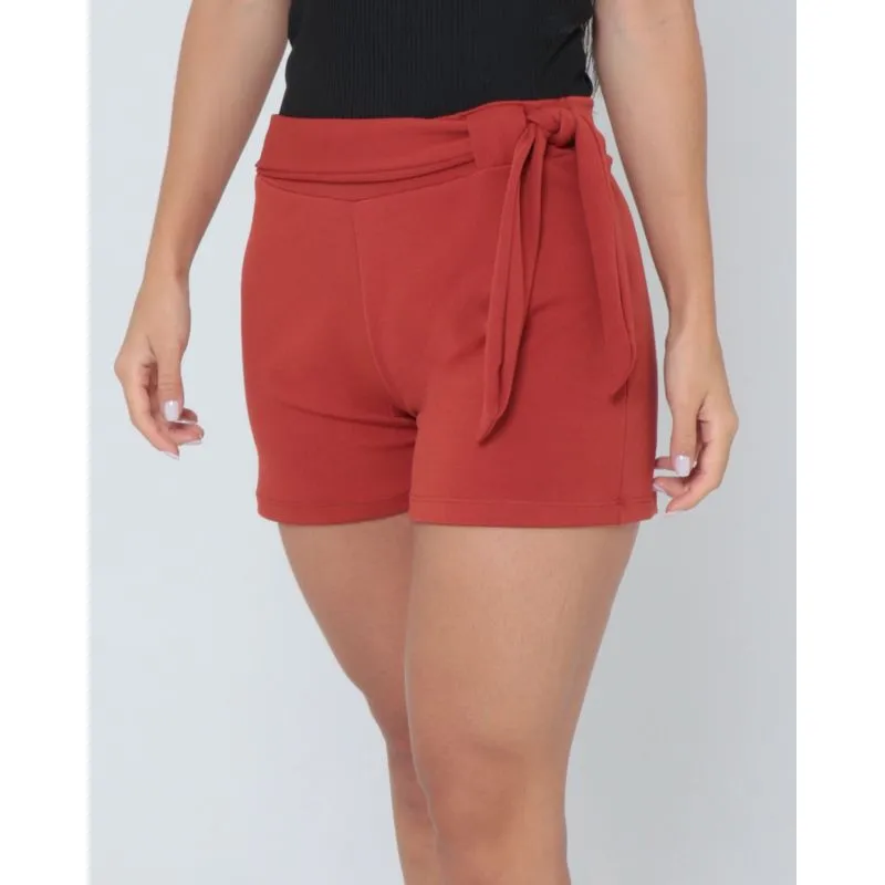 Short Feminino Malha Faixa Terracota G
