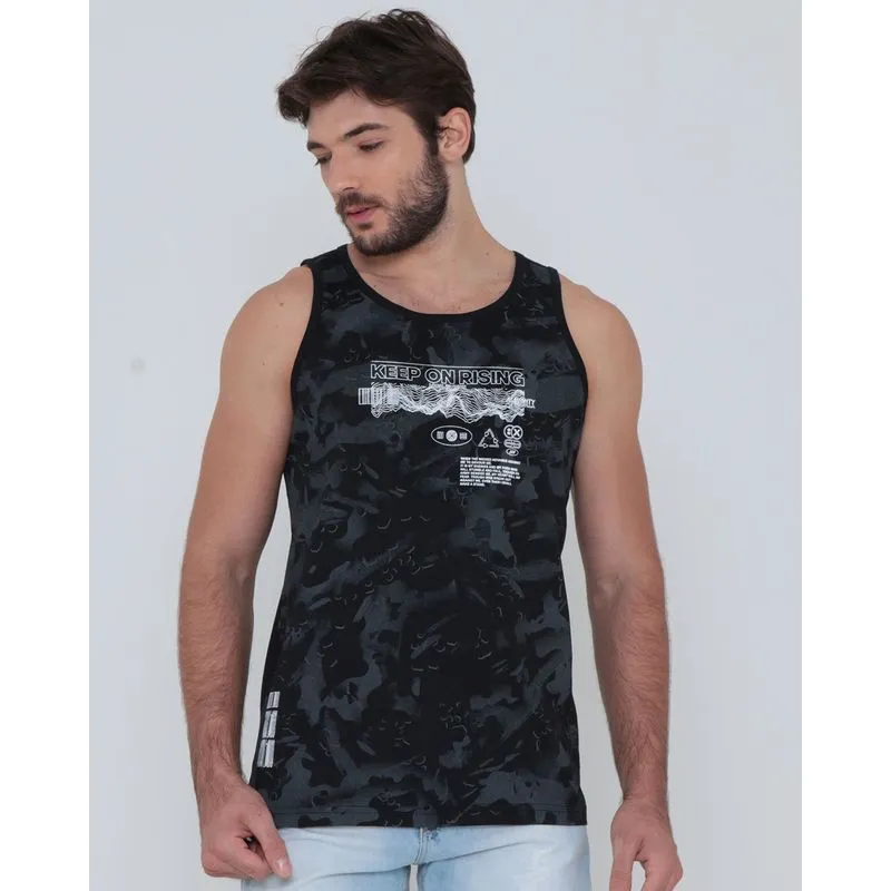 Regata Masculina Estampa Urban Preta GG