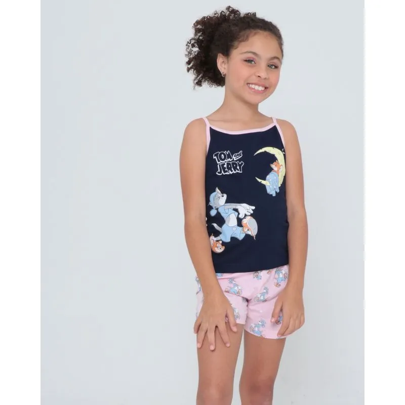 Pijama Infantil Curto Tom e Jerry Warner Azul Marinho 6
