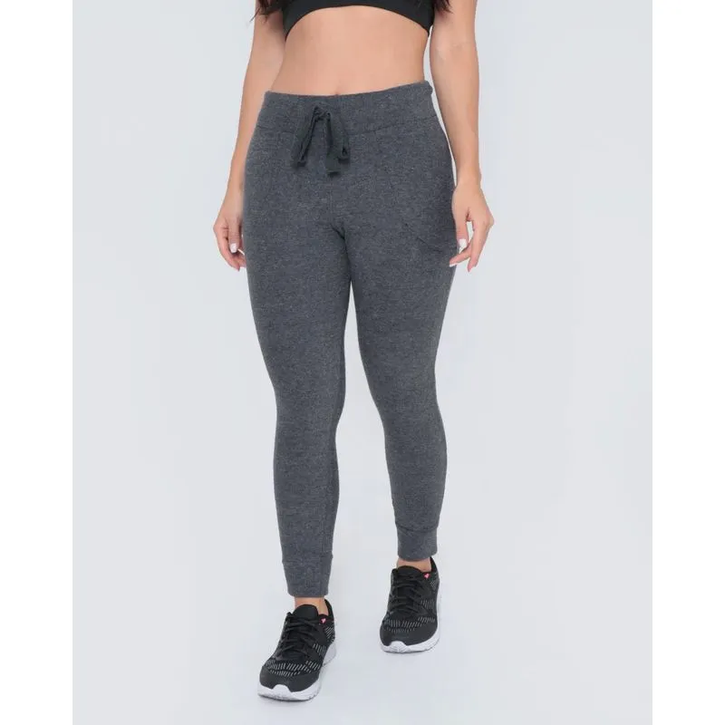 Calça Feminina Fitness Bouclê Cinza Escuro M