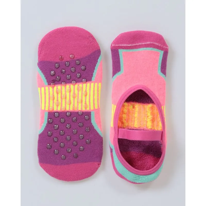 Meia Sapatilha Feminina Antiderrapante Multicor Rosa 34 A 39