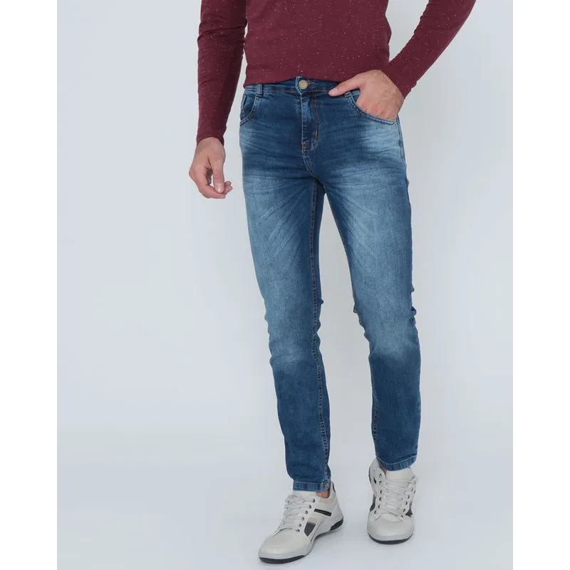 Calça Jeans Masculina Estonada Básica Azul Escuro 38