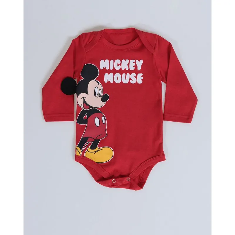Body Bebê Mickey Mouse Disney Vermelho G