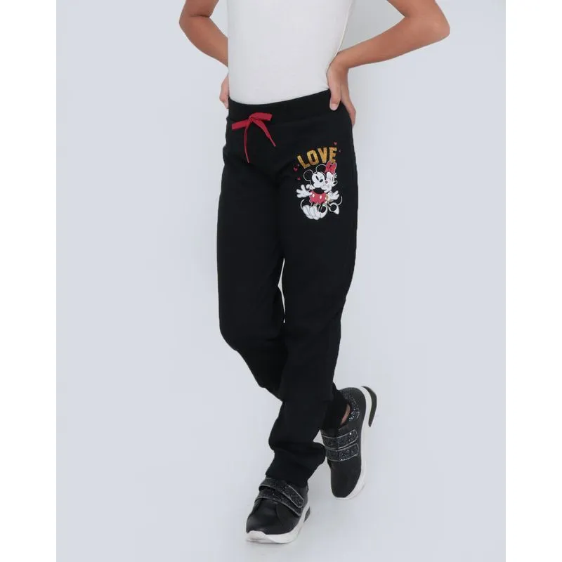 Calça Moletom Infantil Mickey e Minnie Disney Preta 10