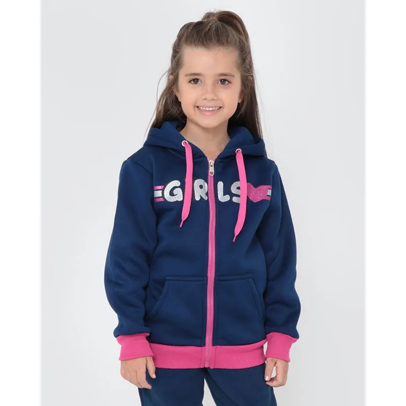 Casaco Moletom Infantil Girls Azul Marinho 4