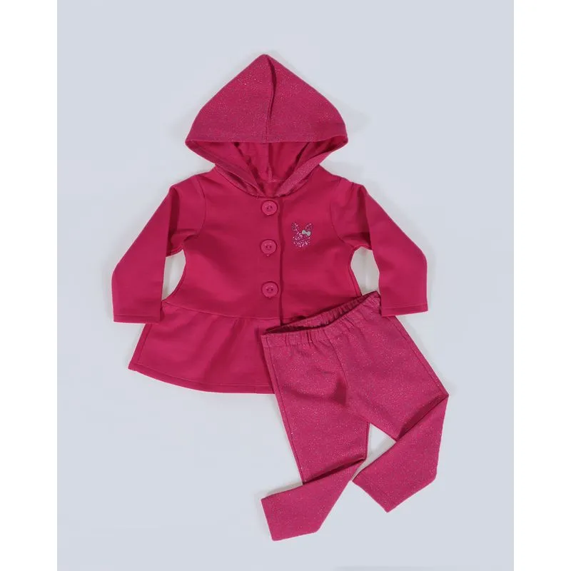Conjunto Bebê Moletom Com Capuz e Legging Rosa P