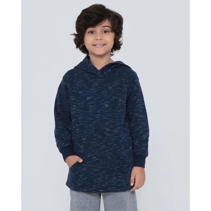 Blusão de Moletom Infantil Com Capuz Azul Marinho 4