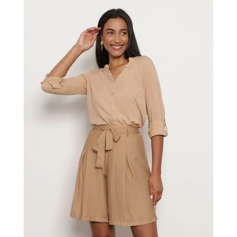 Camisa Feminina Viscose Bege Claro P