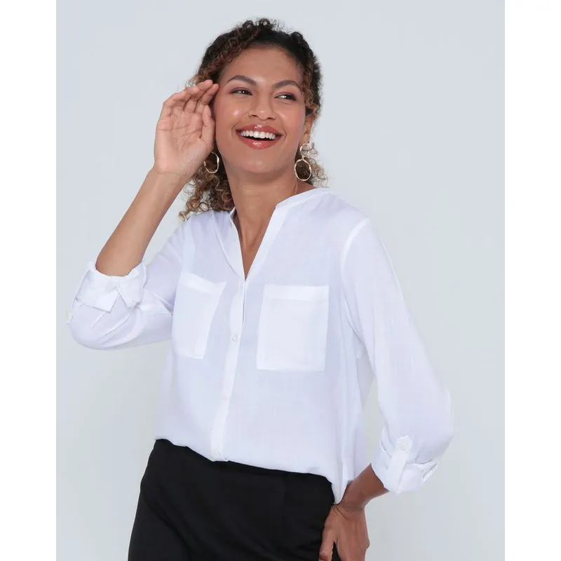 Camisa Feminina Viscose Branco G