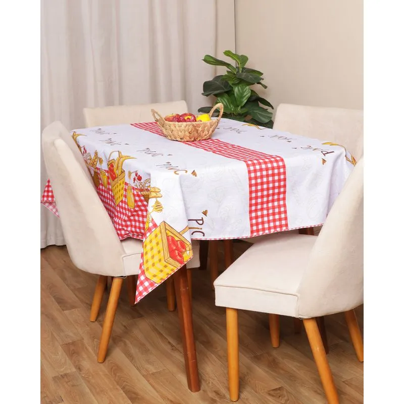 Toalha de Mesa Quadrada 140cm x 140cm Estampada Vermelha UN