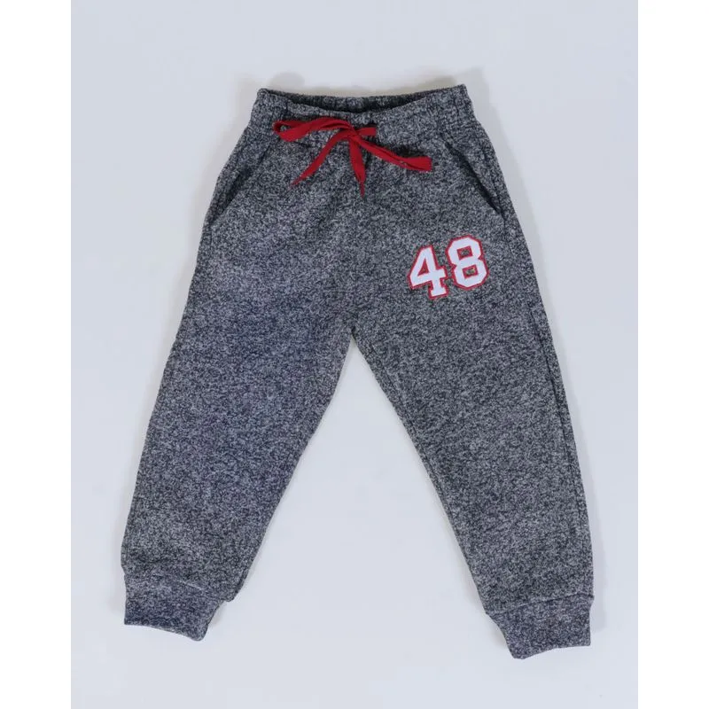 Calça Moletom Bebê Jogger Mescla Cinza Escuro 2
