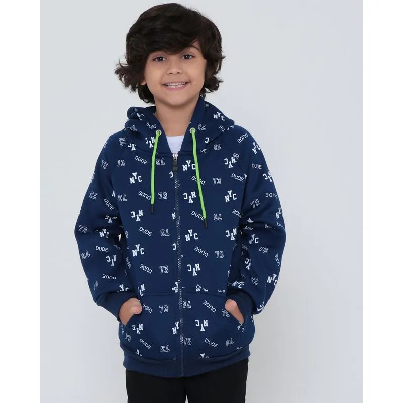 Casaco de Moletom Infantil Com Zíper Azul Escuro 4