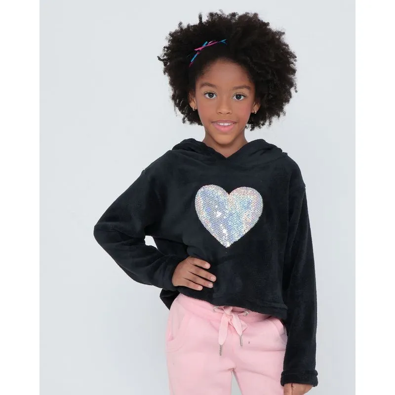 Blusa Infantil Cropped Pelinho Preta 6