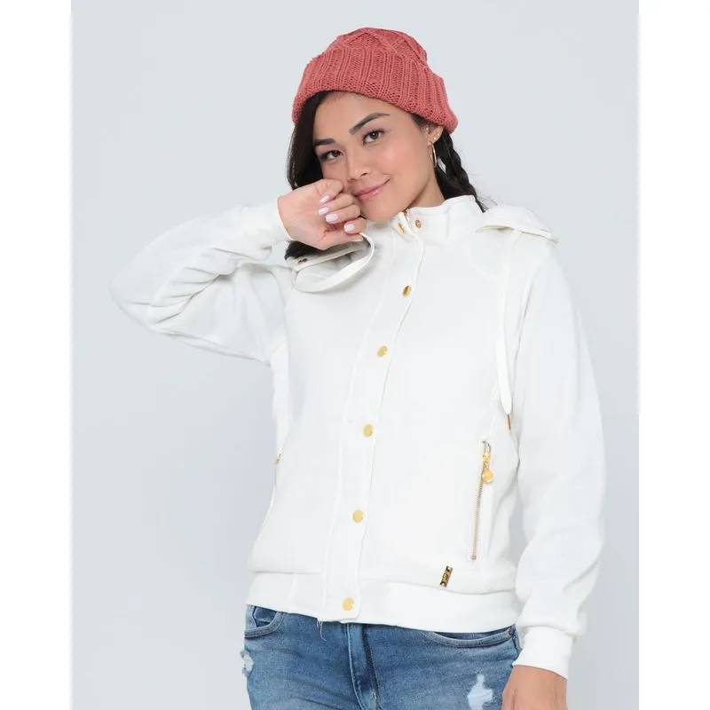 Casaco Moletom Feminino Pelúcia Off White GG