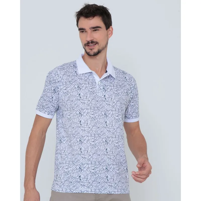 Polo Masculina Com Estampa Floral Branca G