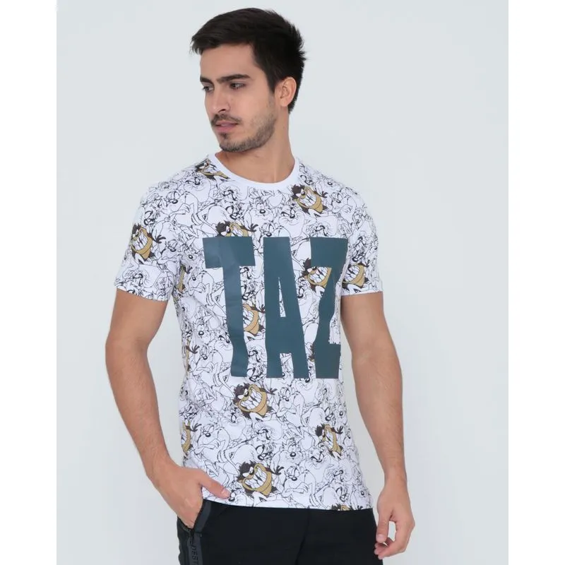 Camiseta Estampa Taz Mania Looney Tunes Branca P