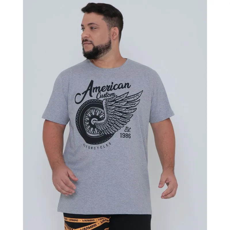 Camiseta Plus Size American Custom Cinza G3