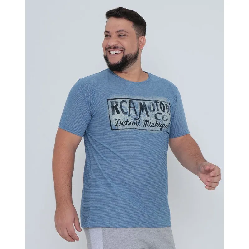 Camiseta Plus Size Estampada RCA Motor Azul G4